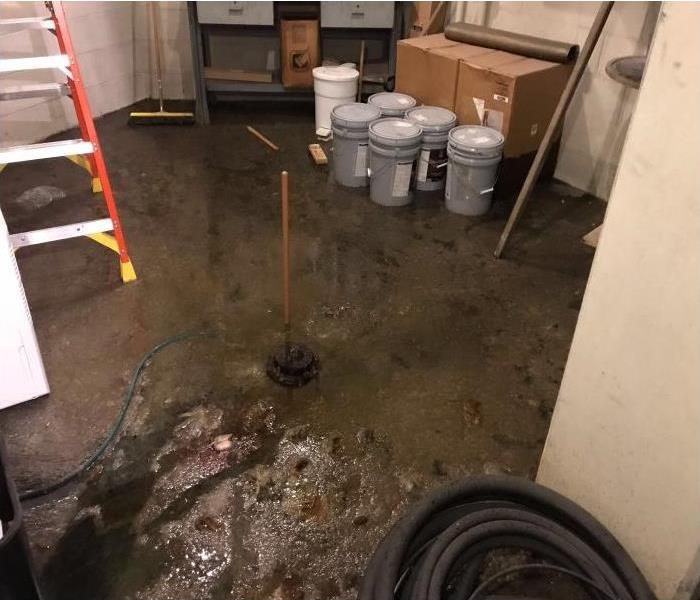 Sewage backup in the basement of a commercial property