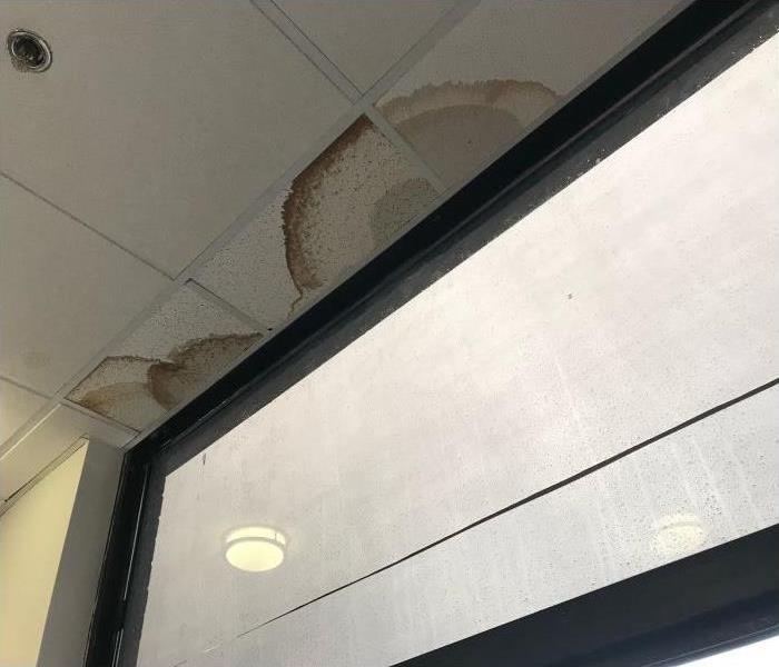 Storm damage set into a ceiling